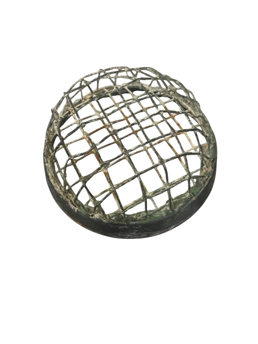 Vintage Domed Metal Wire Cage Flower Frog Floral Arranging Patina